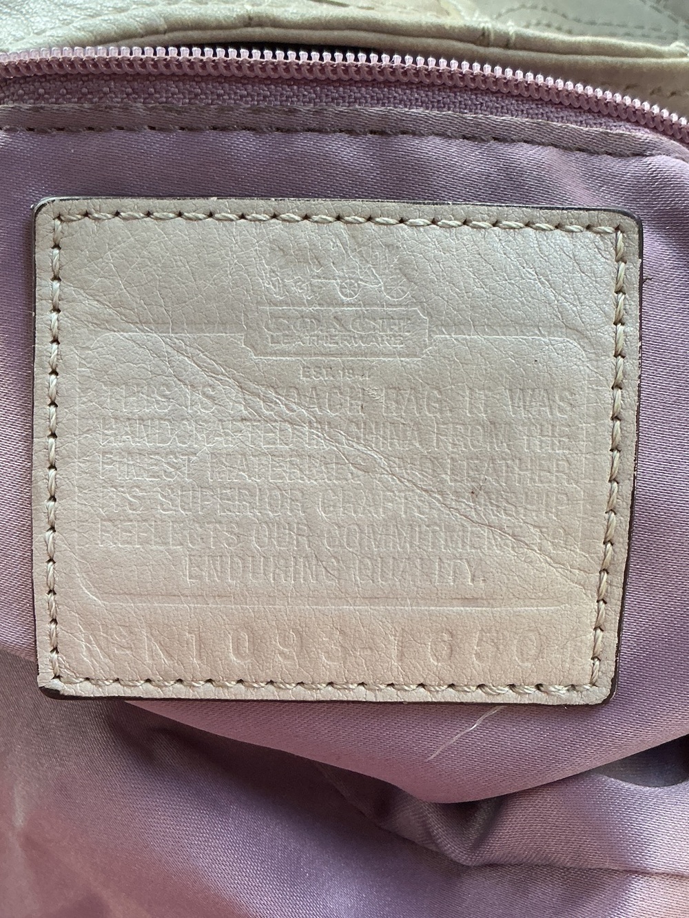 Coach Light Pink Leather Tote with Satin Lilac Lining